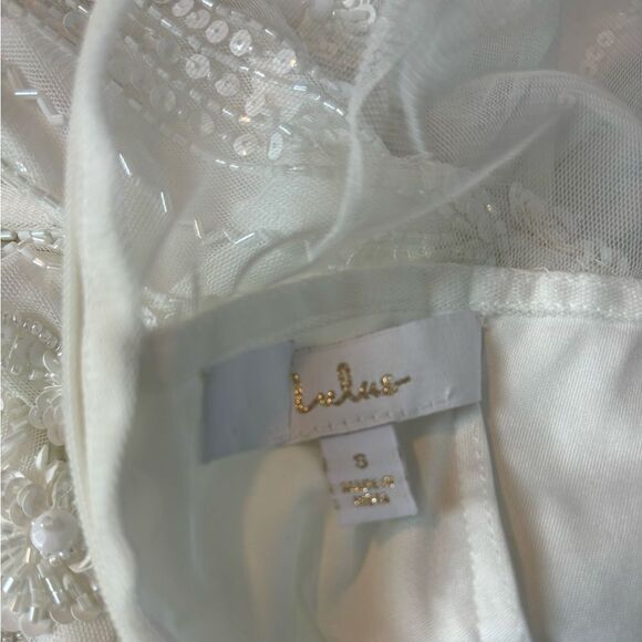 Lulus Modern Fairytale White Mesh Beaded Sequin Mermaid Maxi Dress Small NEW - Picture 9 of 16
